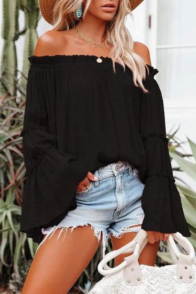 Off Shoulder Bell Sleeve Blouse