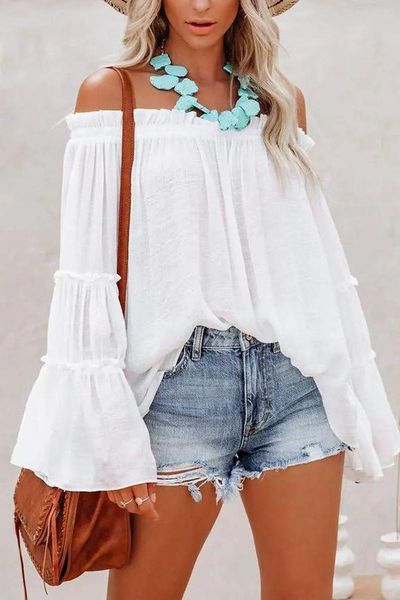 Off Shoulder Bell Sleeve Blouse