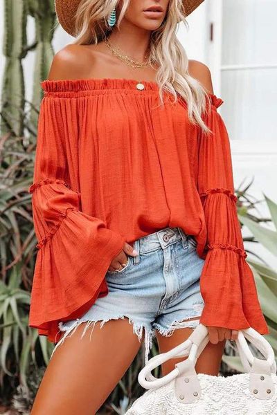 Off Shoulder Bell Sleeve Blouse