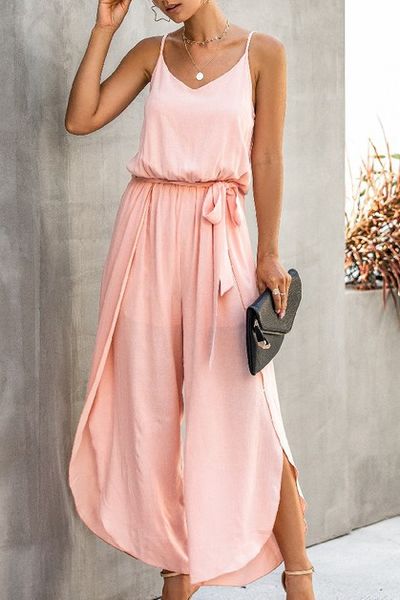 Leg Slit Flowy Jumpsuit