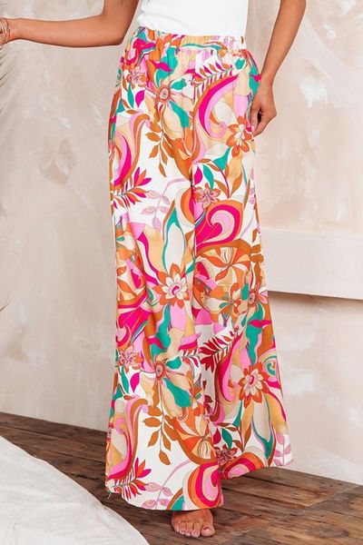 Floral Silky Wide Leg Pant