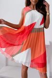 Chiffon Pleated Orange Dress