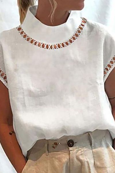 Linen Cut Out Blouse