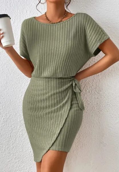 Rib Sweater Wrap Dress