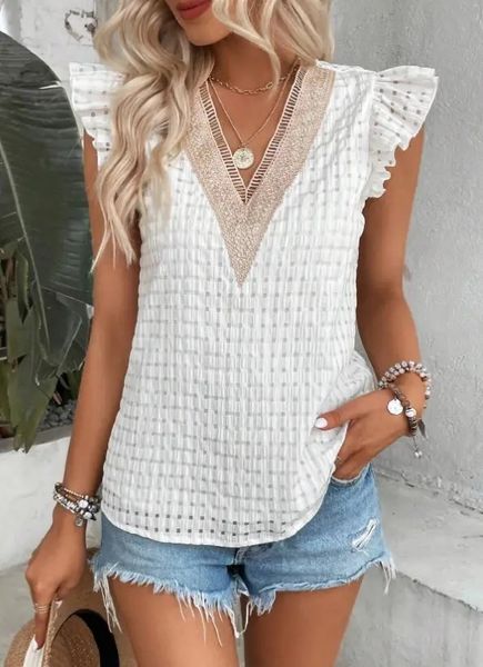 Basket Weave Ruffle Top