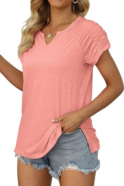 Gathered Cap Sleeve Tee