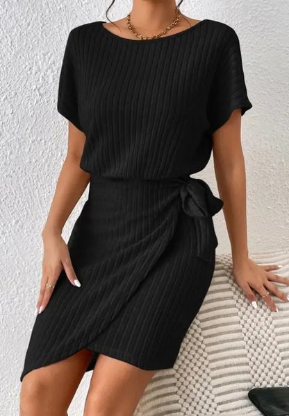 Rib Sweater Wrap Dress