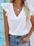 Eyelet Ruffle Sleeves Blouse