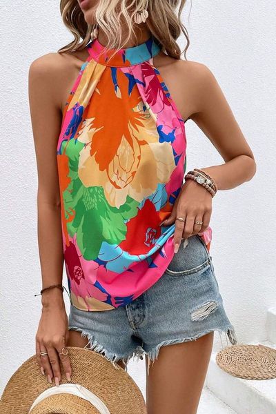 Bright Floral Halter Top