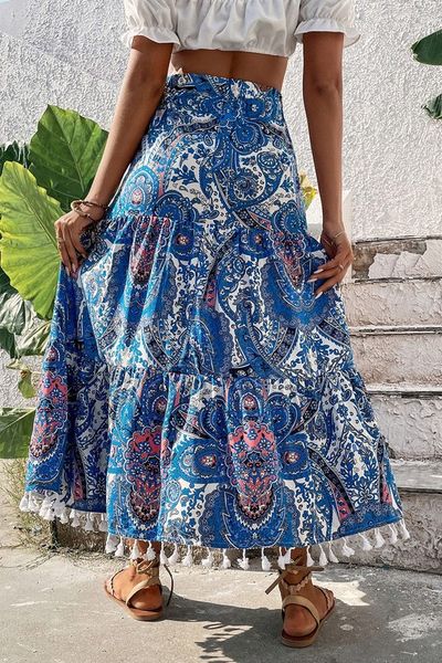 Blue Paisley Maxi Skirt