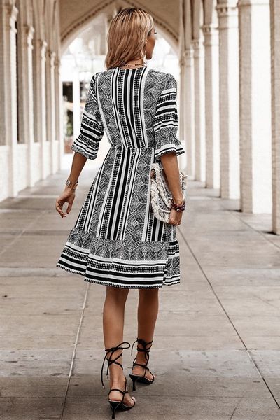 Black/White Mixed Pattern Dress