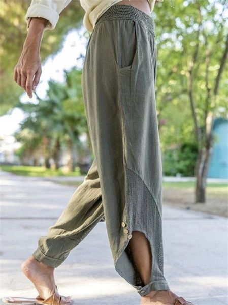 Cut Out Smocked Waist Pant