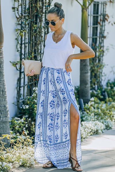 Blue/White Floral Wide Leg