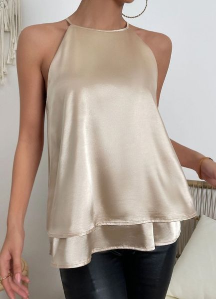 Champagne Silky Flowy Top