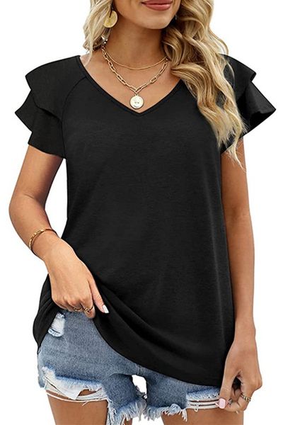 Jersey Knit Ruffle Tee