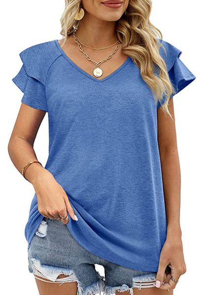 Jersey Knit Ruffle Tee