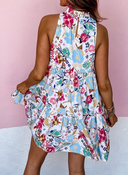 Whimsical Floral Halter Dress