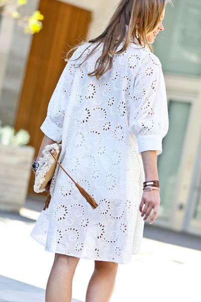 Hollow Out Button Down Shirt Dress