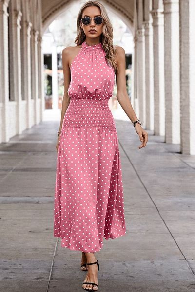 Halter Smocked Dot Dress