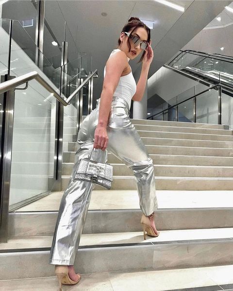 Metallic Vegan Leather Pants