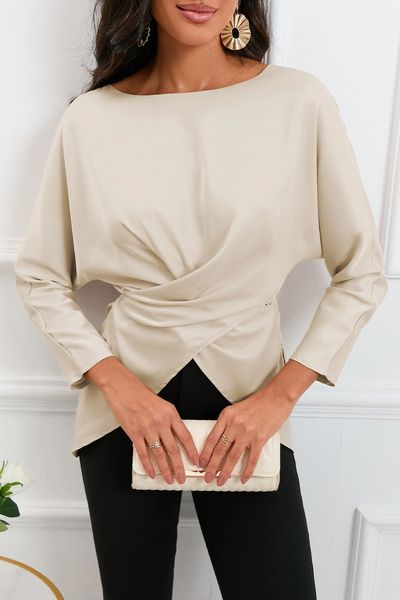 Long Sleeve Wrap Blouse