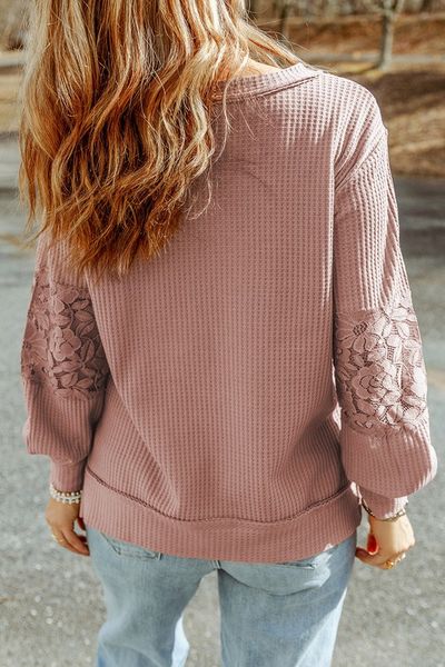 Lace Shoulder V Neck