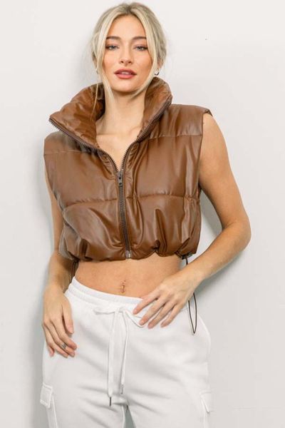 Vegan Leather Puffer Vest