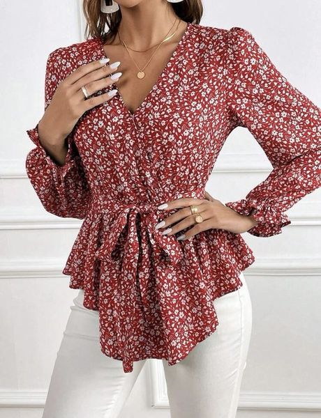 Floral Belted Blouse