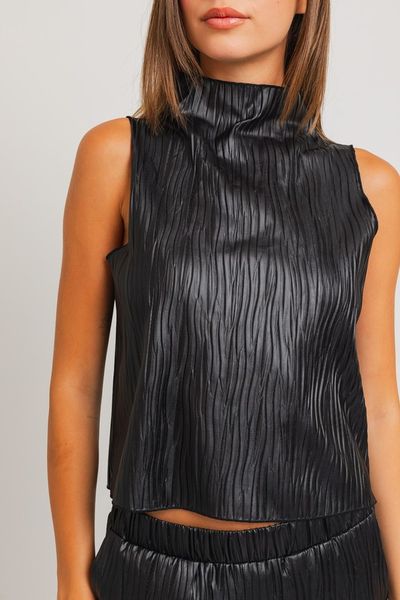 Crinkle Mock Neck Tank