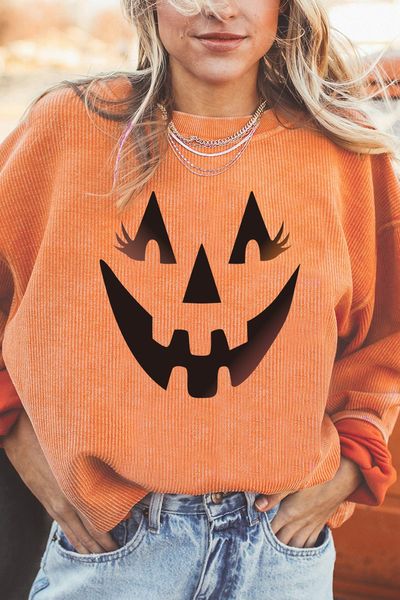 Pumpkin Ribbed Sweatshirt