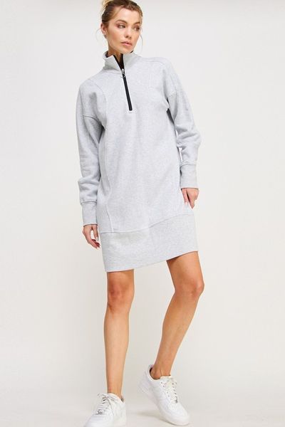 French Terry Half Zip Dress