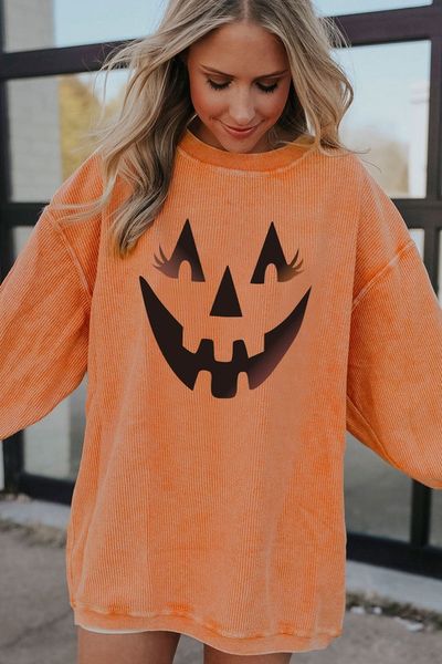 Pumpkin Ribbed Sweatshirt