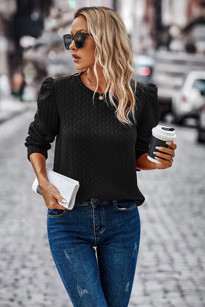 Quilted Puff Sleeve Sweater