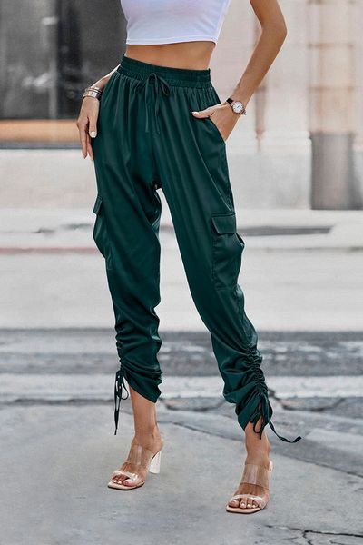 Gathered Leg Satin Jogger