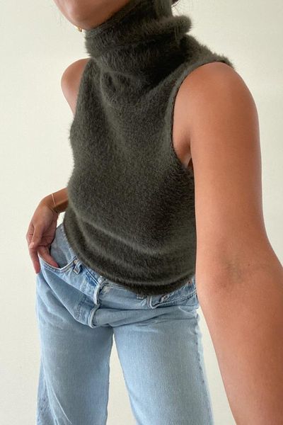 Fuzzy Turtleneck Tank