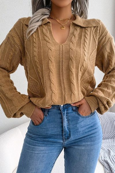 Collared Cable Knit Sweater