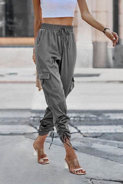 Gathered Leg Satin Jogger