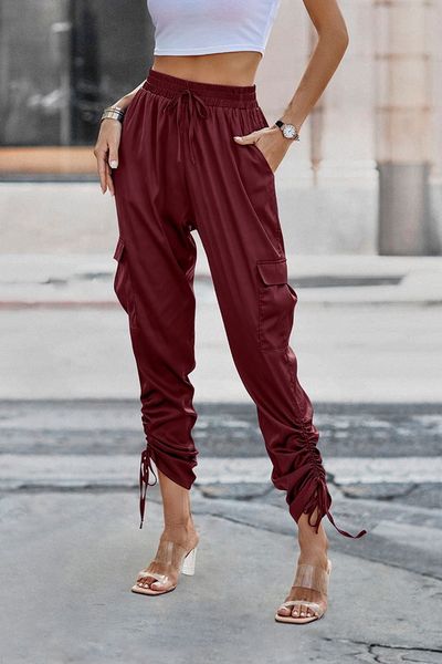 Gathered Leg Satin Jogger