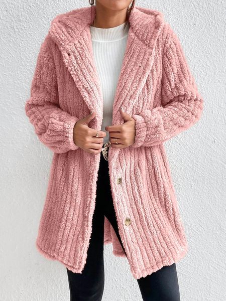 Fuzzy Soft Button Hoodie