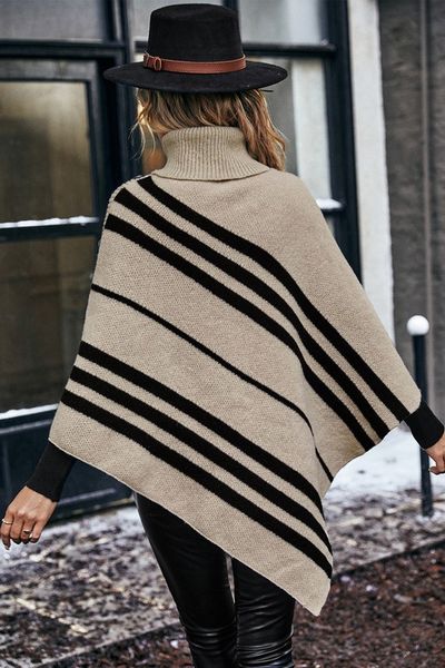 Turtleneck Knit Poncho