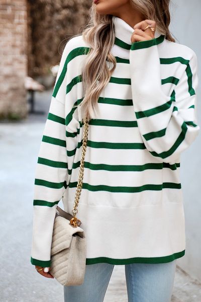 Stripe Turtleneck Sweater