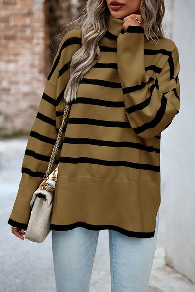 Stripe Turtleneck Sweater