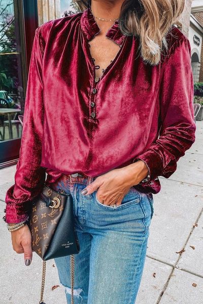 Velour Button Down Tunic