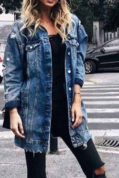 Long Fall Denim Jacket