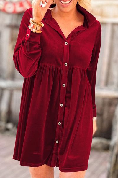 Button Down Velvet Dress