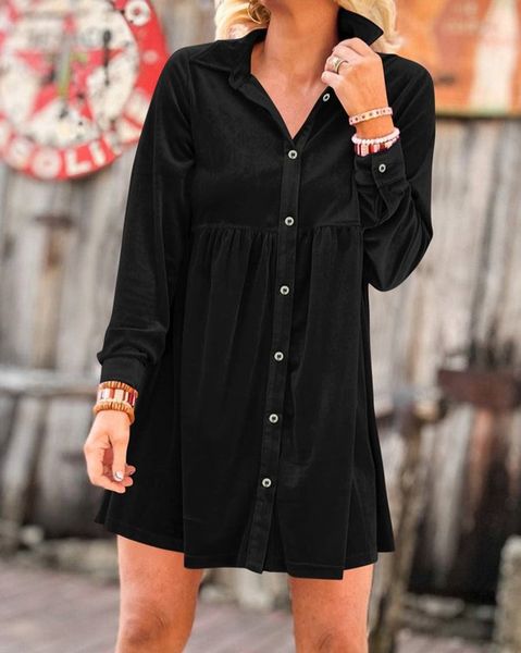 Button Down Velvet Dress