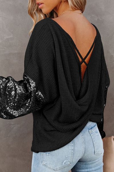 Slouchy Sparkle Sleeve Top