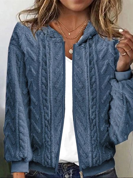 Fuzzy Chevron Bomber Jacket