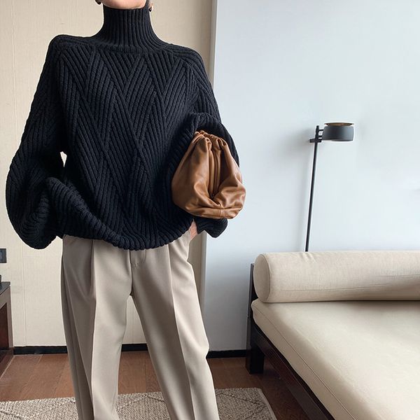 Woven Knit Turtleneck