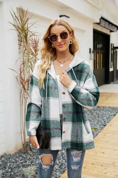 Plaid Shacket With Hood